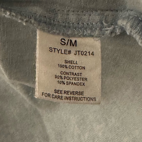 110. Oversized Blue Denim Chambray Button Down Top with Micro Suede Patch Detail - Picture 6 of 9